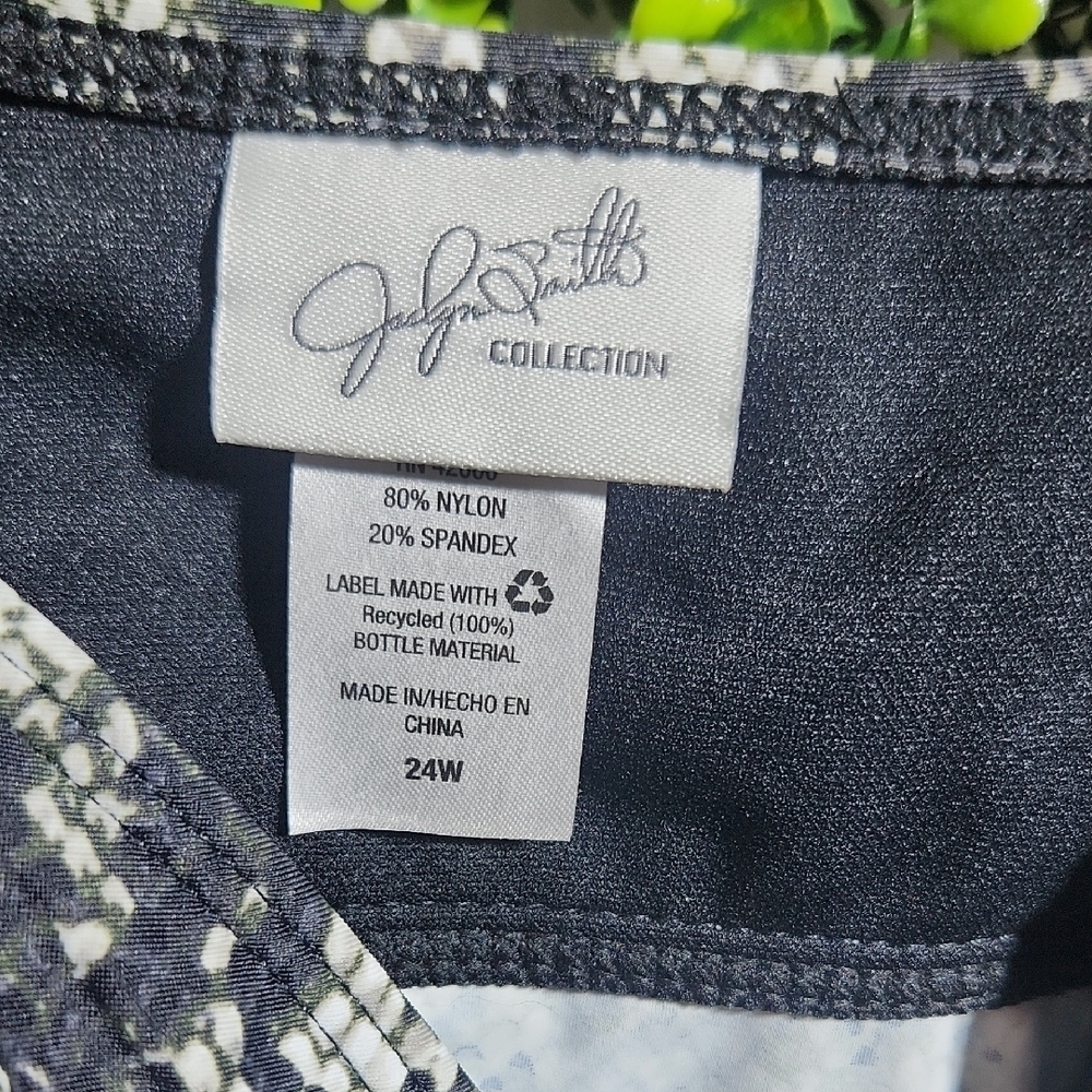 Jaclyn Smith Black and Gray Bustier Camisole Bikini Snake Akin Design Size 24W - Picture 2 of 11